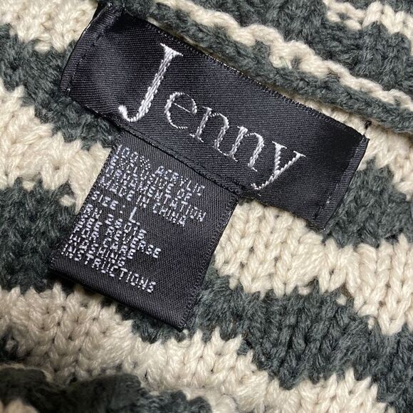 Jenny Olive & Taupe Cable Knit Tunic Sweater Size Large NWOT - Picture 5 of 6